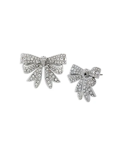 Pavé Eagle Head Bow Stud Earrings in Rhodium Plated