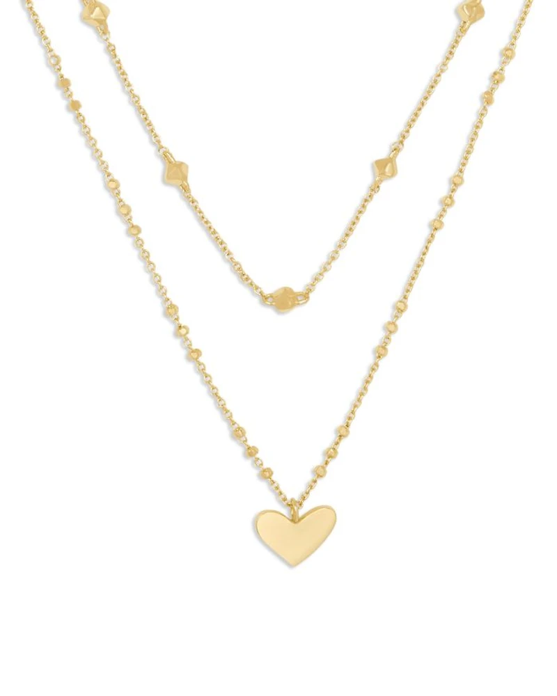 Ari Heart Layered Pendant Necklace, 14-16"
