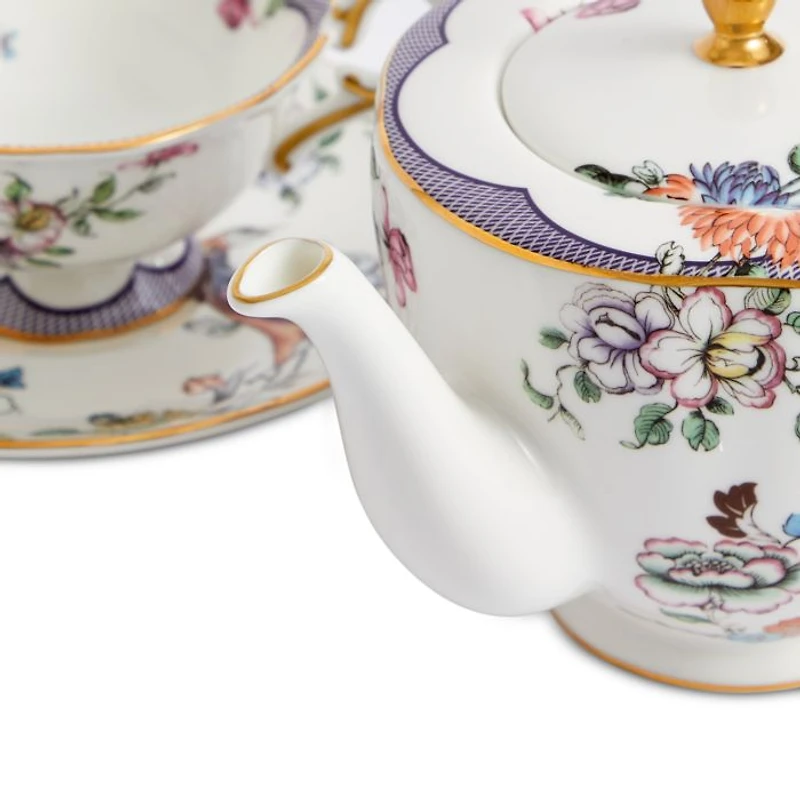 Fortune Teapot and Set of 2 Teacups & Saucers