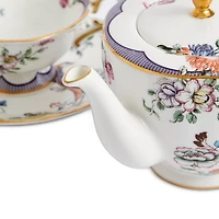 Fortune Teapot and Set of 2 Teacups & Saucers