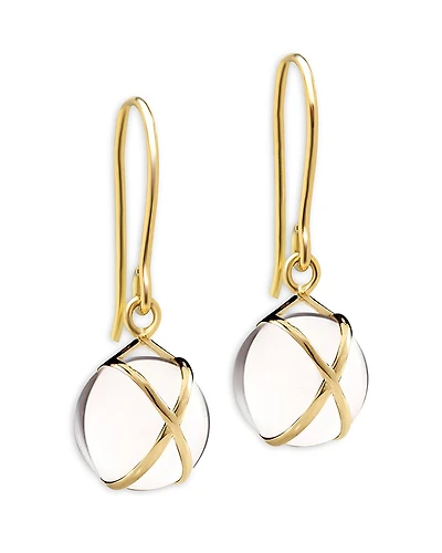 L. Klein 18K Yellow Gold Prisma Crystal Quartz Crossover Drop Earrings