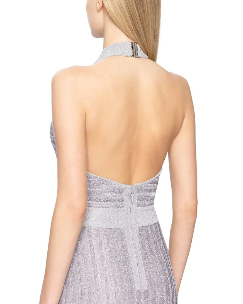Halter Eyelash Knit Gown