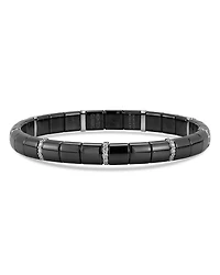 18K White Gold & Black Ceramic Stretch Bracelet with Diamonds, 0.63 tcw