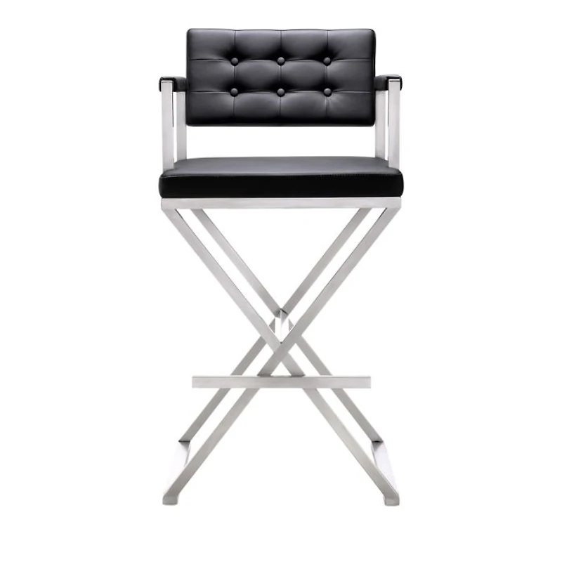 Director Performance Vegan Leather and Stainless Steel Barstool Black