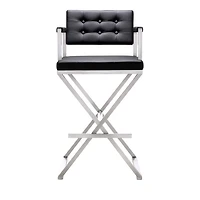 Director Performance Vegan Leather and Stainless Steel Barstool Black