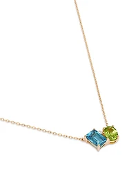 Peridot, Blue Topaz, & Diamond Pendant Necklace in 14K Yellow Gold, 18"