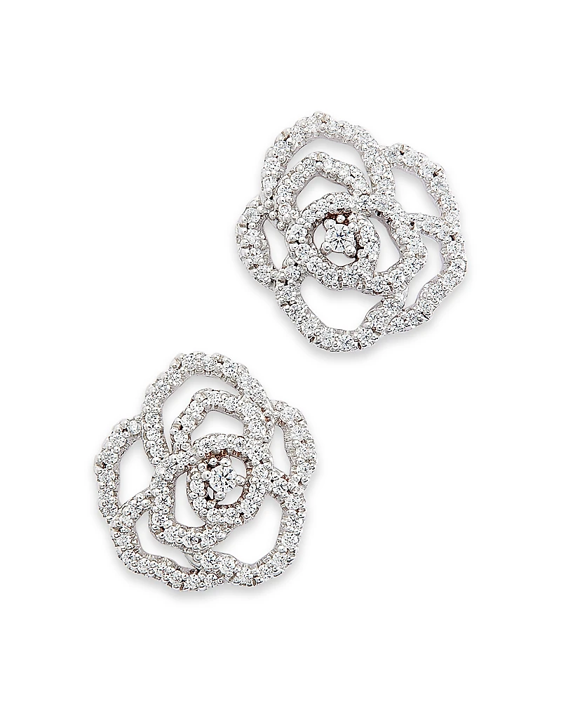 Bloomingdale's Fine Collection Diamond Rose Flower Openwork Stud Earrings