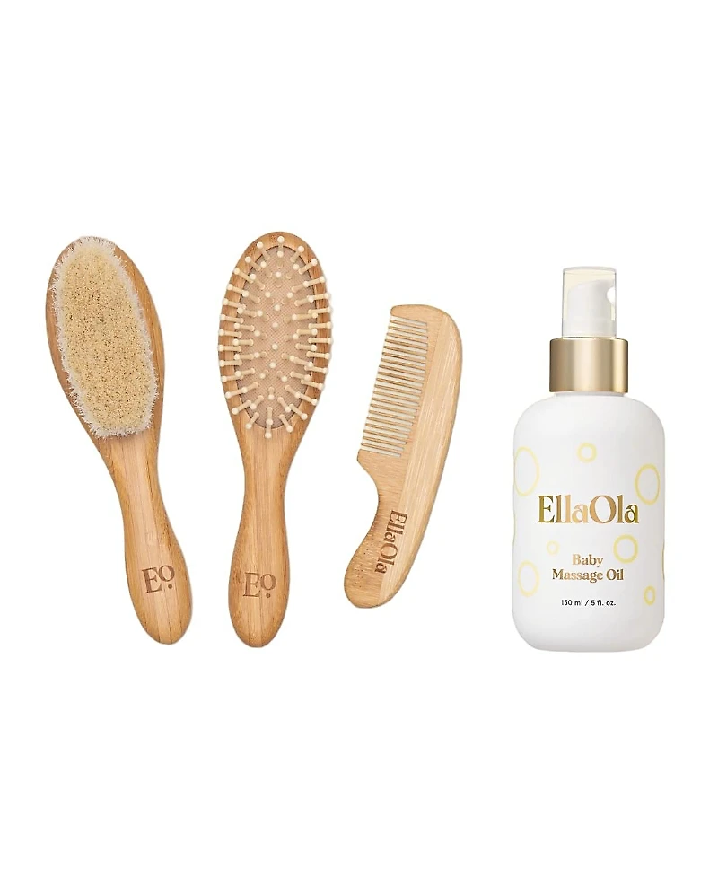 EllaOla Unisex Brush & Oil Cradle Cap Duo (2 Pieces) - Baby