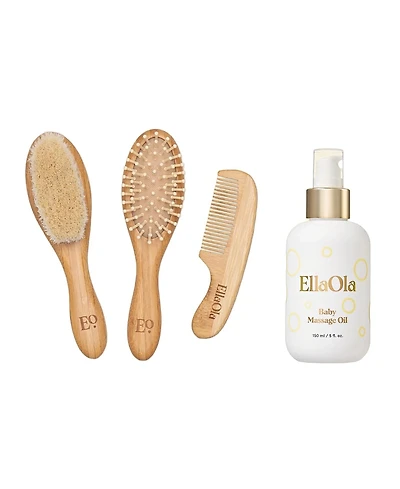 EllaOla Unisex Brush & Oil Cradle Cap Duo (2 Pieces) - Baby