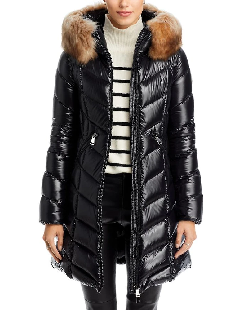 Marre Down Puffer Coat with Shearling Trim