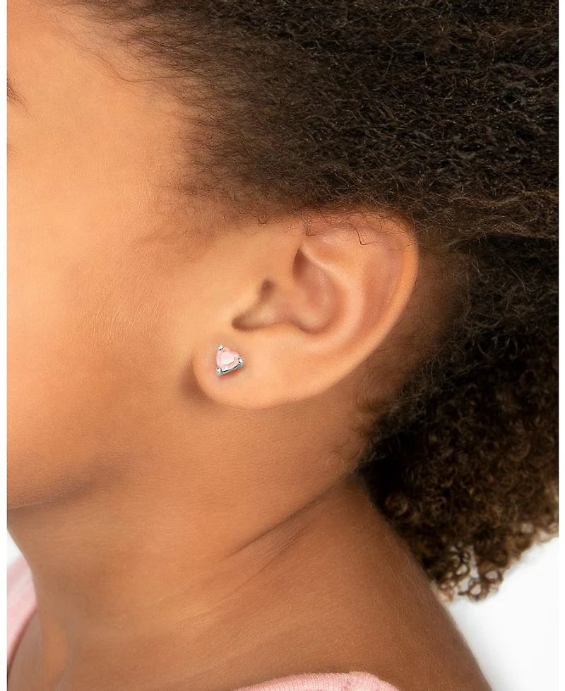 Girls' 14K Gold Pink Dazzling Heart Studs Screw Back Earrings - Baby, Little Kid, Big Kid