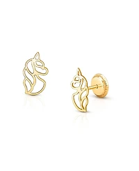Tiny Blessings Girls' 14K Gold Unicorn Dreams Studs Screw Back Earrings - Baby, Little Kid, Big Kid