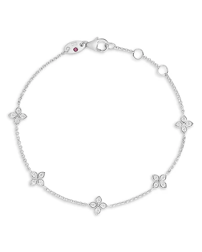 Roberto Coin 18K White Gold Diamond Verona Love by the Inch Five Station Bracelet