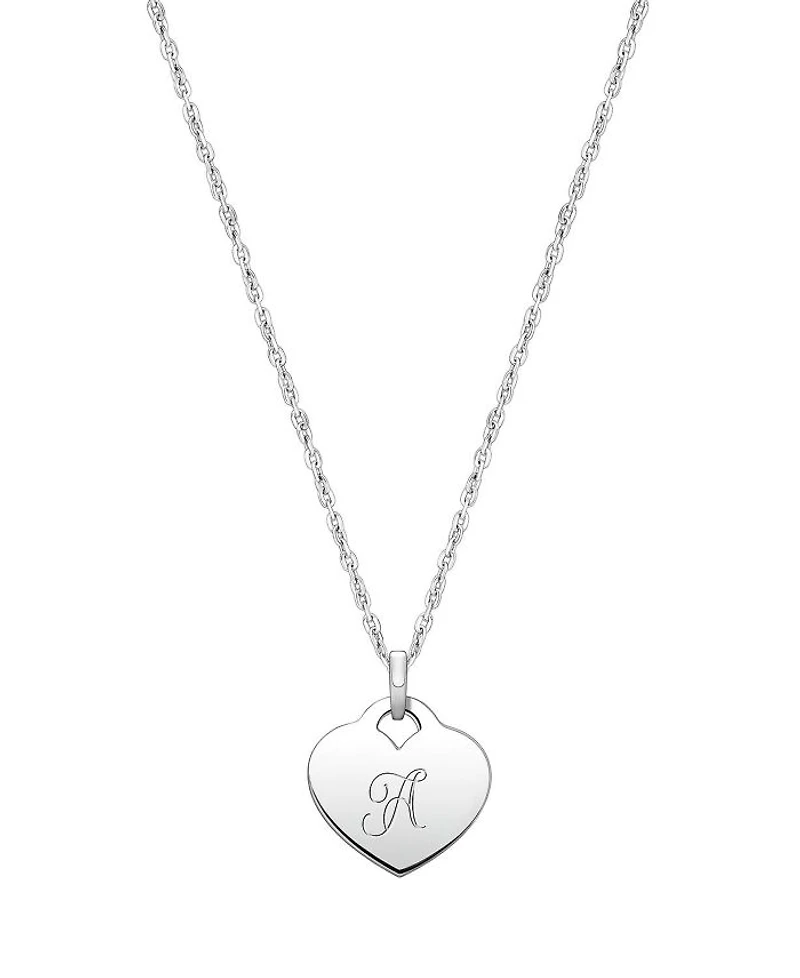 Girls' Sterling Silver Baby Heart & Engraved Initial 13-14" Necklace - Children