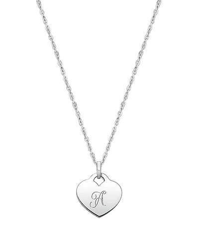 Girls' Sterling Silver Baby Heart & Engraved Initial 13-14" Necklace - Children