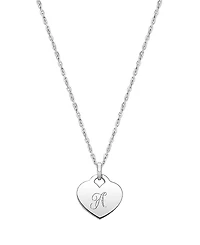 Tiny Blessings Girls' Sterling Silver Baby Heart & Engraved Initial 13-14" Necklace - Children