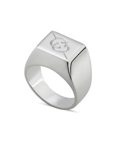 Sterling Silver Diagonal Interlocking G Square Signet Ring