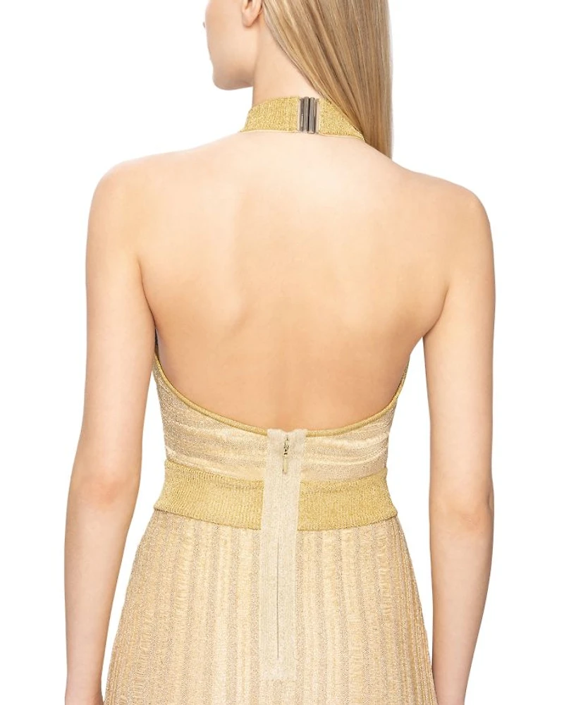 Halter Eyelash Knit Gown