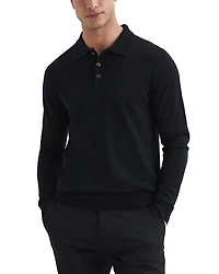 Reiss Trafford Merino Wool Slim Fit Long Sleeve Polo Shirt