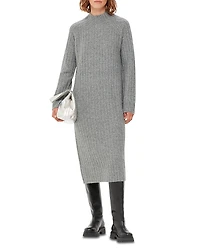 Whistles Ribbed Knit Midi Sweater Dress