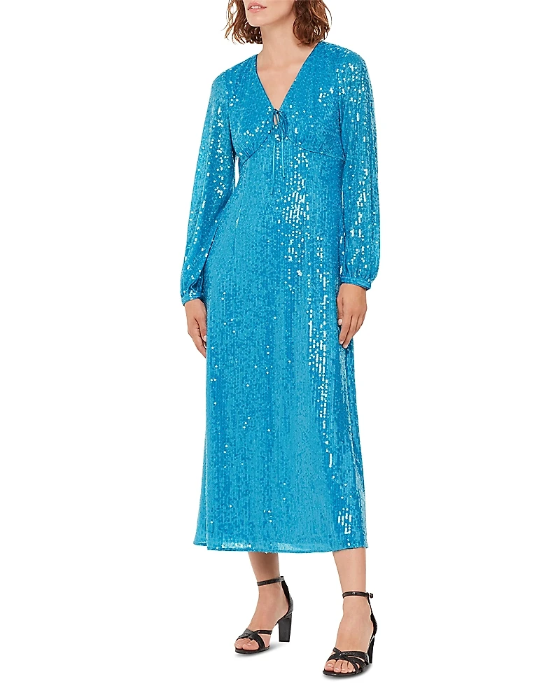 Whistles Sequin Keyhole Midi Dress