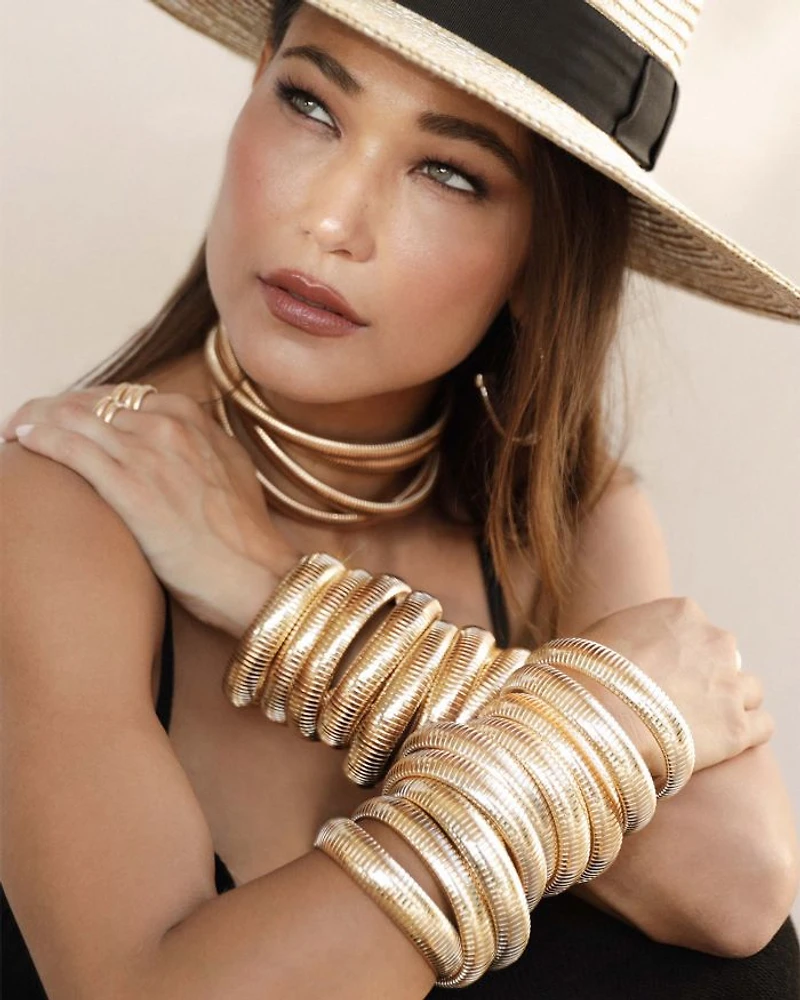 Golden Hour Stretch Bracelets 18K Gold Plated or Rhodium Plated, Set of 3