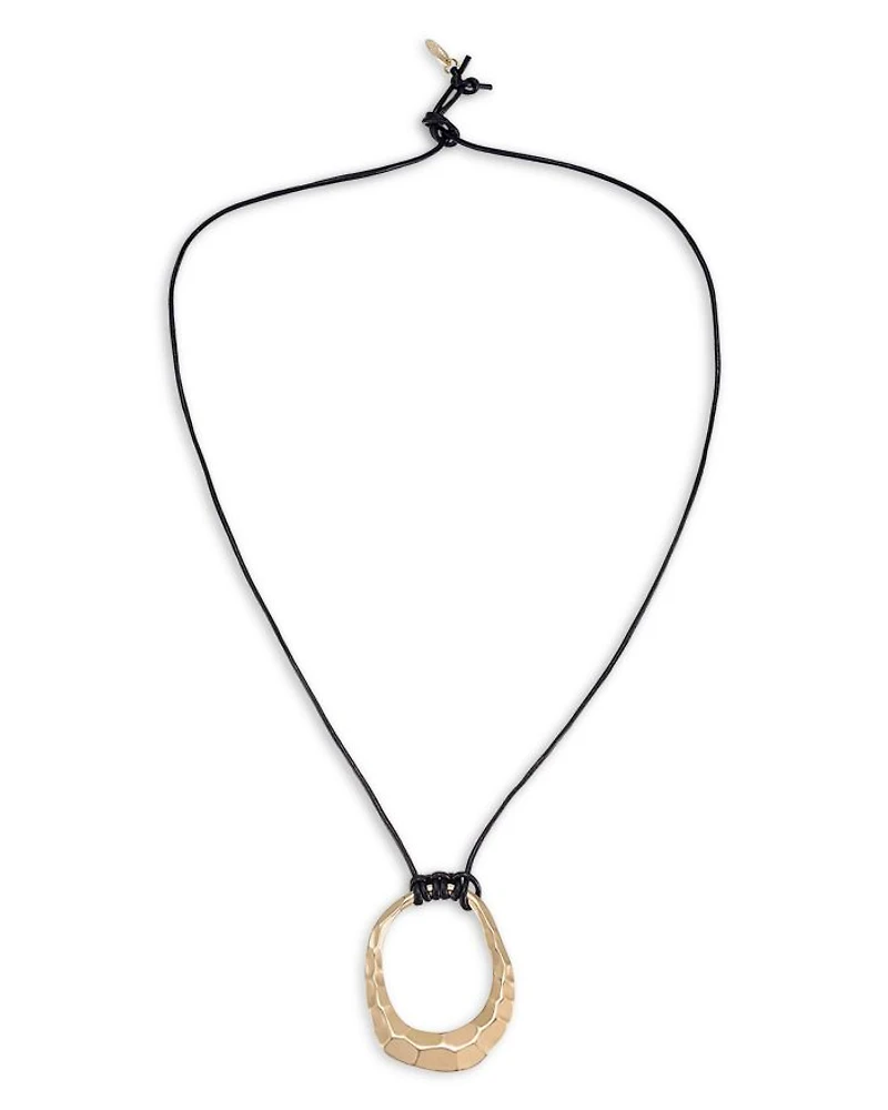 Hammered Loop Pendant Necklace in 18K Gold Plated, 24"