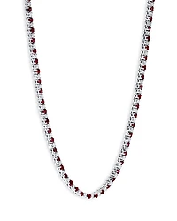 Gemstone & Diamond Tennis Necklace in 14K White Gold, 17"