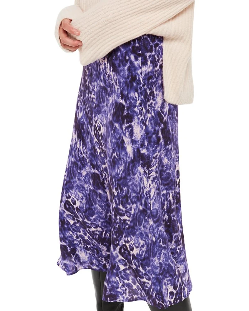 Glossy Leopard Bias Skirt