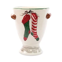 Old St. Nick Footed Urn with Chimney & Stockings