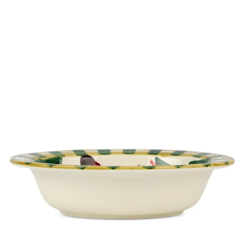 Old St. Nick Small Rimmed Oval Bowl with Owl