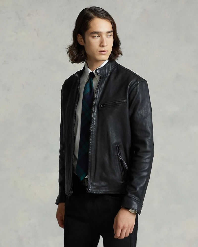 Lambskin Leather Café Racer Jacket