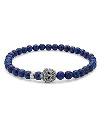 Lagos Men's Sterling Silver Anthem Lapis Lazuli Bead Skull Stretch Bracelet - Exclusive