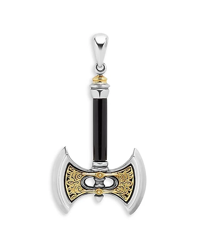 Lagos Men's 18K Yellow Gold & Sterling Silver Anthem Black Agate Battle Axe Pendant - Exclusive