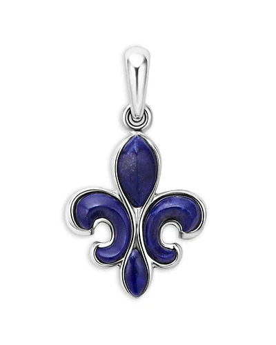Men's Sterling Silver Anthem Lapis Lazuli Fleur de Lis Pendant - Exclusive