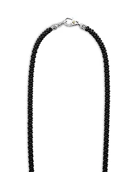 Men's Sterling Silver Anthem Black Ceramic Caviar Bead Necklace, 20" - Exclusive