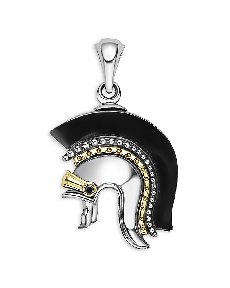 Lagos Men's 18K Yellow Gold & Sterling Silver Anthem Black Agate Spartan Helmet Pendant - Exclusive