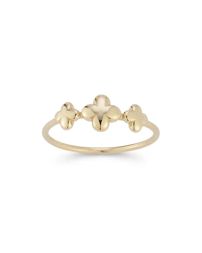 14K Yellow Gold Polished Triple Clover Ring