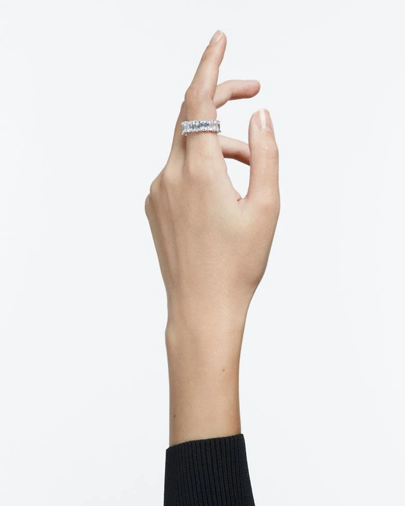 Matrix Rectangle Cut Ring Rhodium Plated