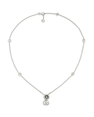 Sterling Silver Marmont Mother of Pearl Interlocking G & Flower Pendant Necklace, 14.9-16.5"