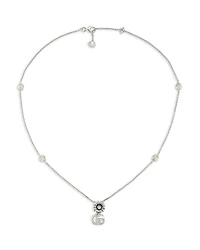 Sterling Silver Marmont Mother of Pearl Interlocking G & Flower Pendant Necklace, 14.9-16.5"