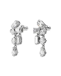 Mesmera Mixed Cut Cluster Drop Earrings in Rhodium Plated