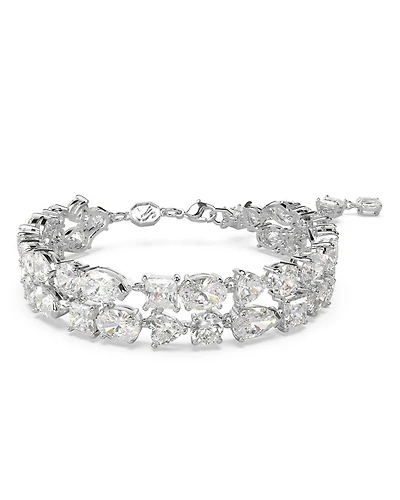 Mesmera Mixed Cut Double Row Bracelet in Rhodium Plated