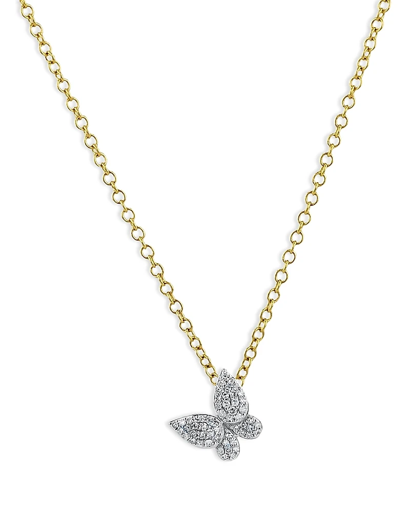 Phillips House Rhodium & 14K Gold Symphony Diamond Butterfly Pendant Necklace, 16-18