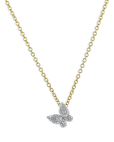 Phillips House Rhodium & 14K Gold Symphony Diamond Butterfly Pendant Necklace, 16-18