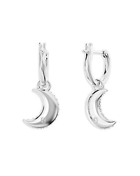 Luna Swarovski Crystal Crescent Drop Earrings in Rhodium Plated