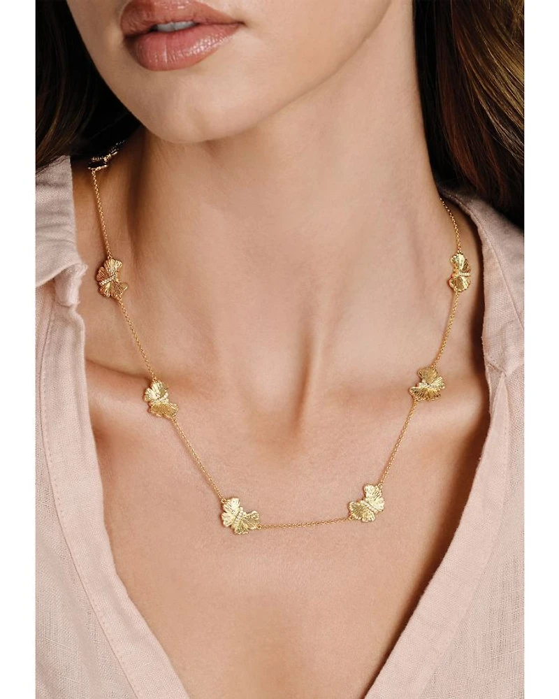 Butterfly Station Necklace in 18K Gold Plated, 20"
