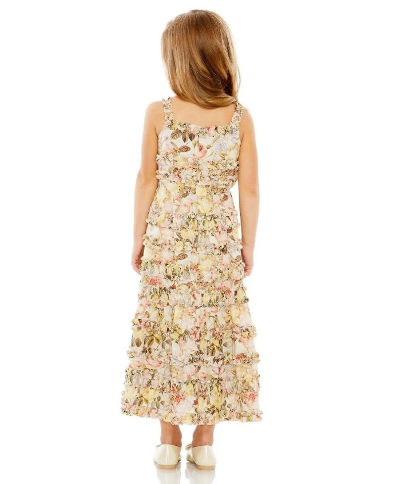 Girls Floral Print Ruffle Tiered Midi Dress - Little Kid, Big Kid