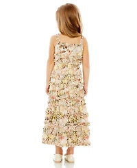 Girls Floral Print Ruffle Tiered Midi Dress - Little Kid, Big Kid