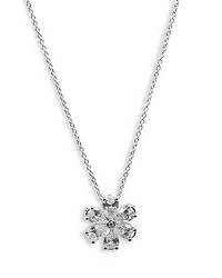 18K White Gold Luminal Diamond Flower Pendant Necklace, 16"